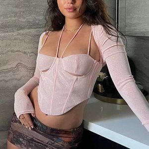 PINK WHITE FOX CORSET LONG SLEEVE